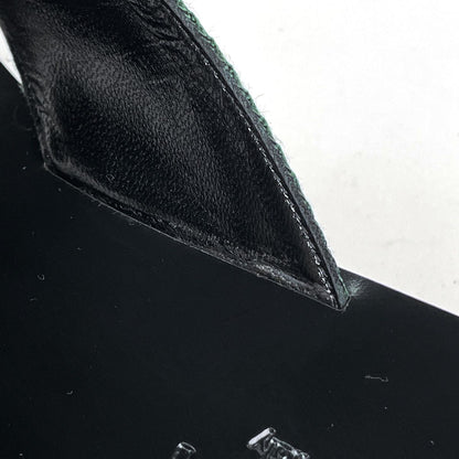 Gucci Interlocking G Thong Sandals GG Web Sherry Line Shoes Leather Canvas Black — view 6
