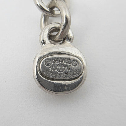 Chanel CC Logo Rhinestone Necklace Silver Plated — view 4