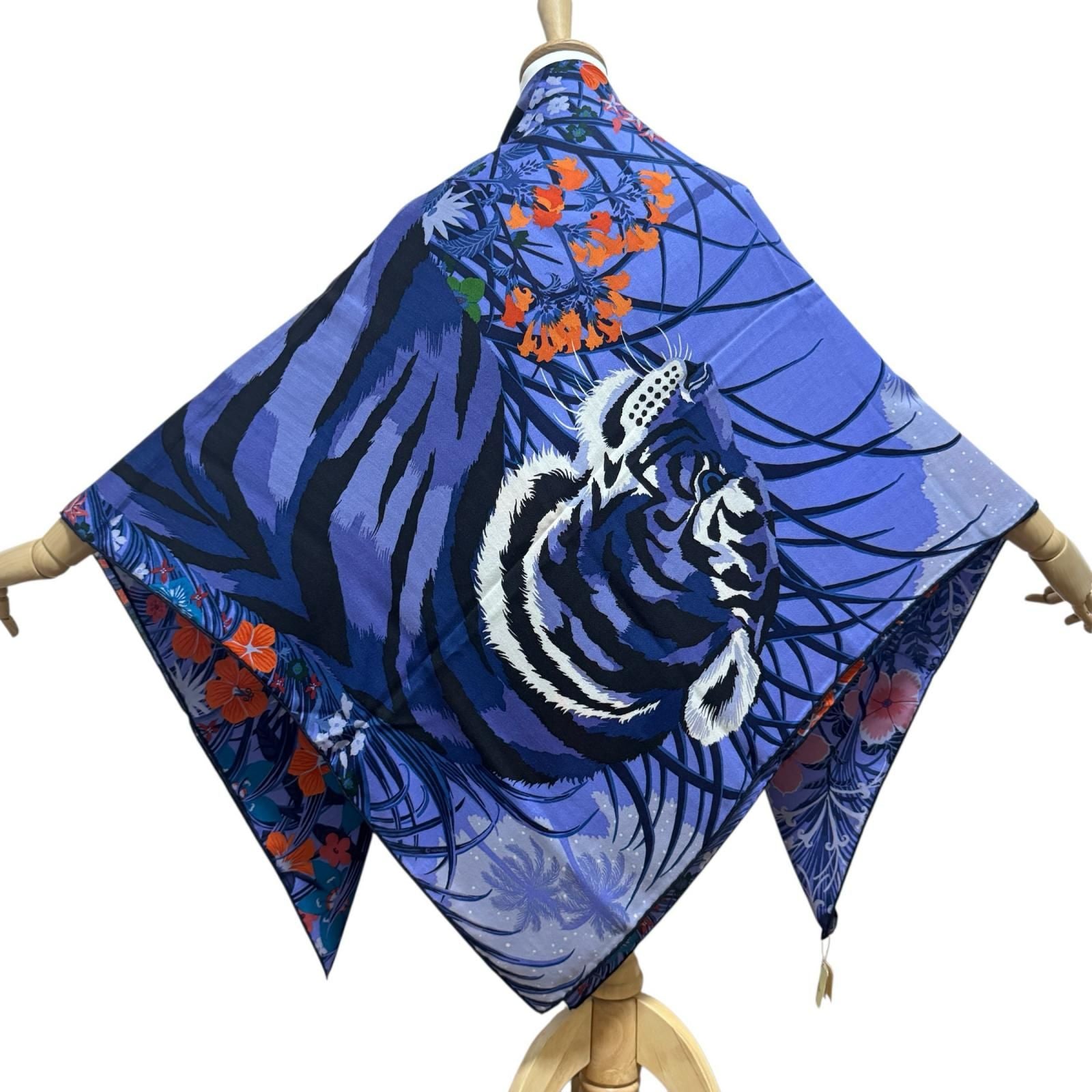Hermes Carre Tiger Alice Charley Shawl Scarf — view 7