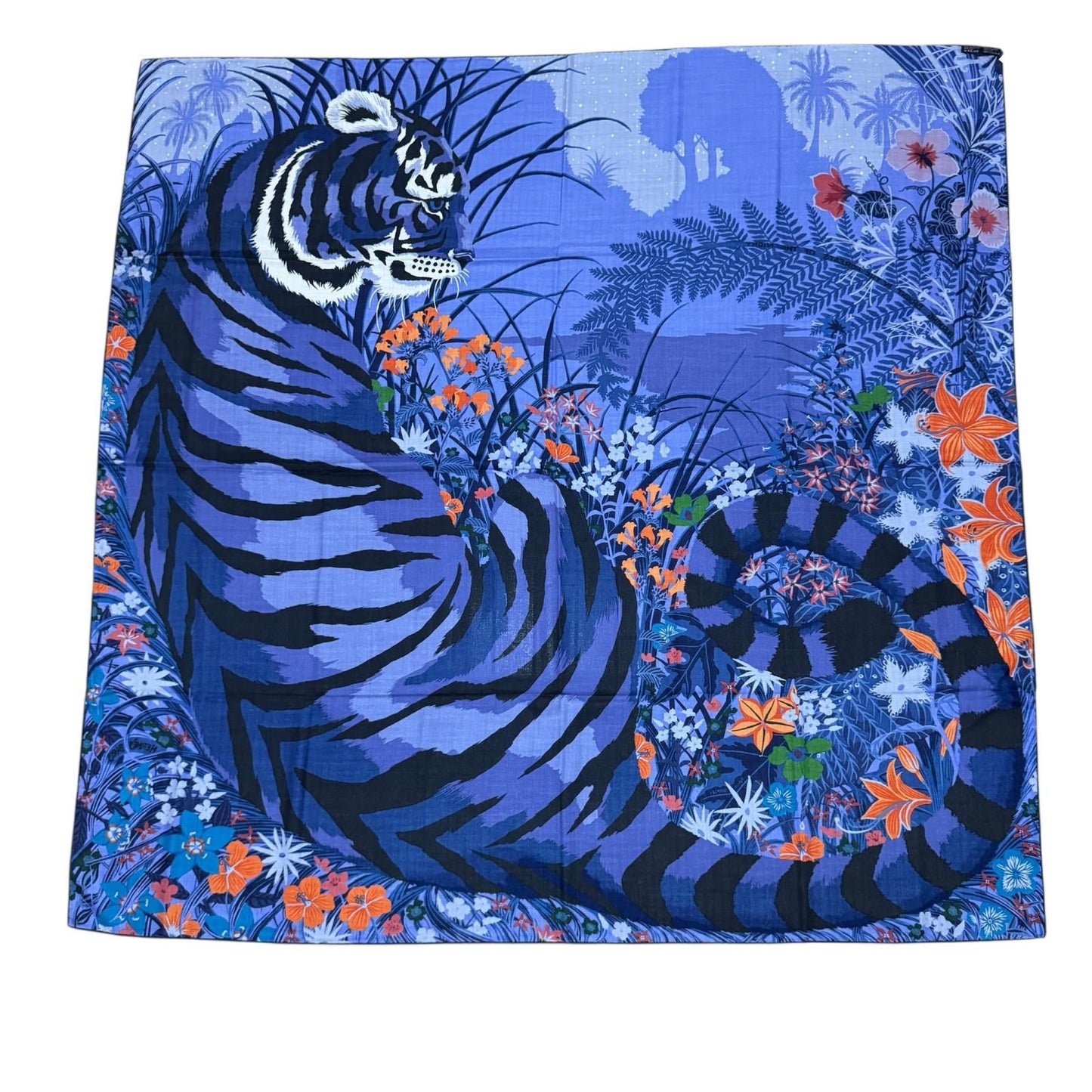 Hermes Carre Tiger Alice Charley Shawl Scarf