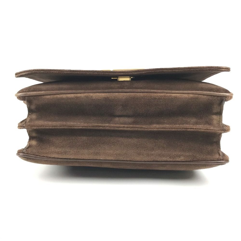 Fendi Shoulder Bag FF Logo Suede Brown — view 5