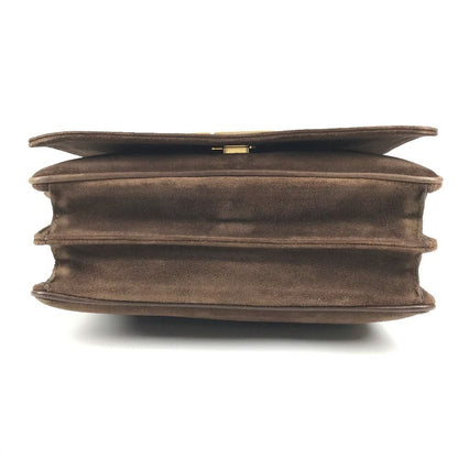 Fendi Shoulder Bag FF Logo Suede Brown — view 5