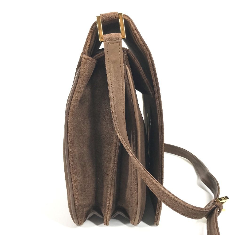 Fendi Shoulder Bag FF Logo Suede Brown — view 4
