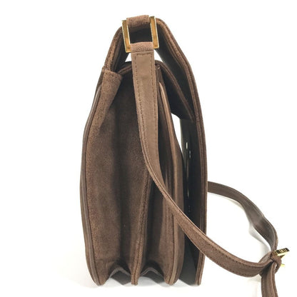 Fendi Shoulder Bag FF Logo Suede Brown — view 4