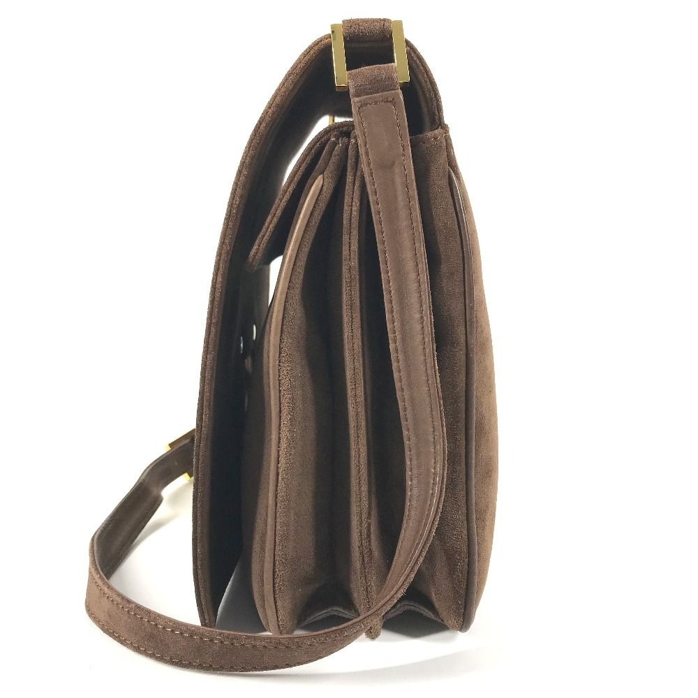 Fendi Shoulder Bag FF Logo Suede Brown — view 3