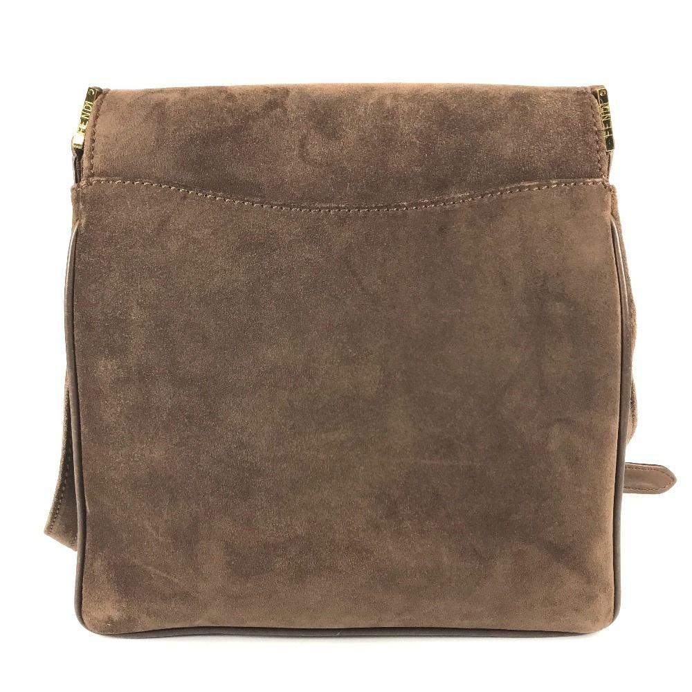 Fendi Shoulder Bag FF Logo Suede Brown — view 2