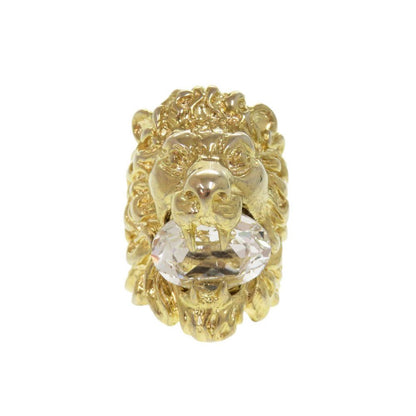 Gucci Lion Head Metal Stone Gold Ring