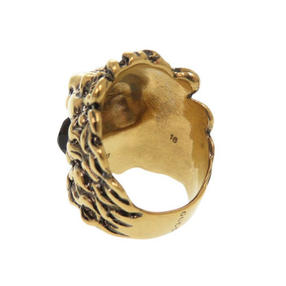 Gucci Lion Head Metal Stone Gold Ring — view 7