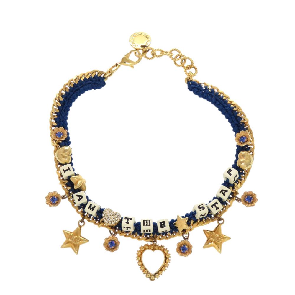 Dolce & Gabbana I Am the Star Metal Blue Gold Choker & Necklace