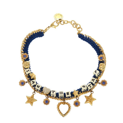 Dolce & Gabbana I Am the Star Metal Blue Gold Choker & Necklace