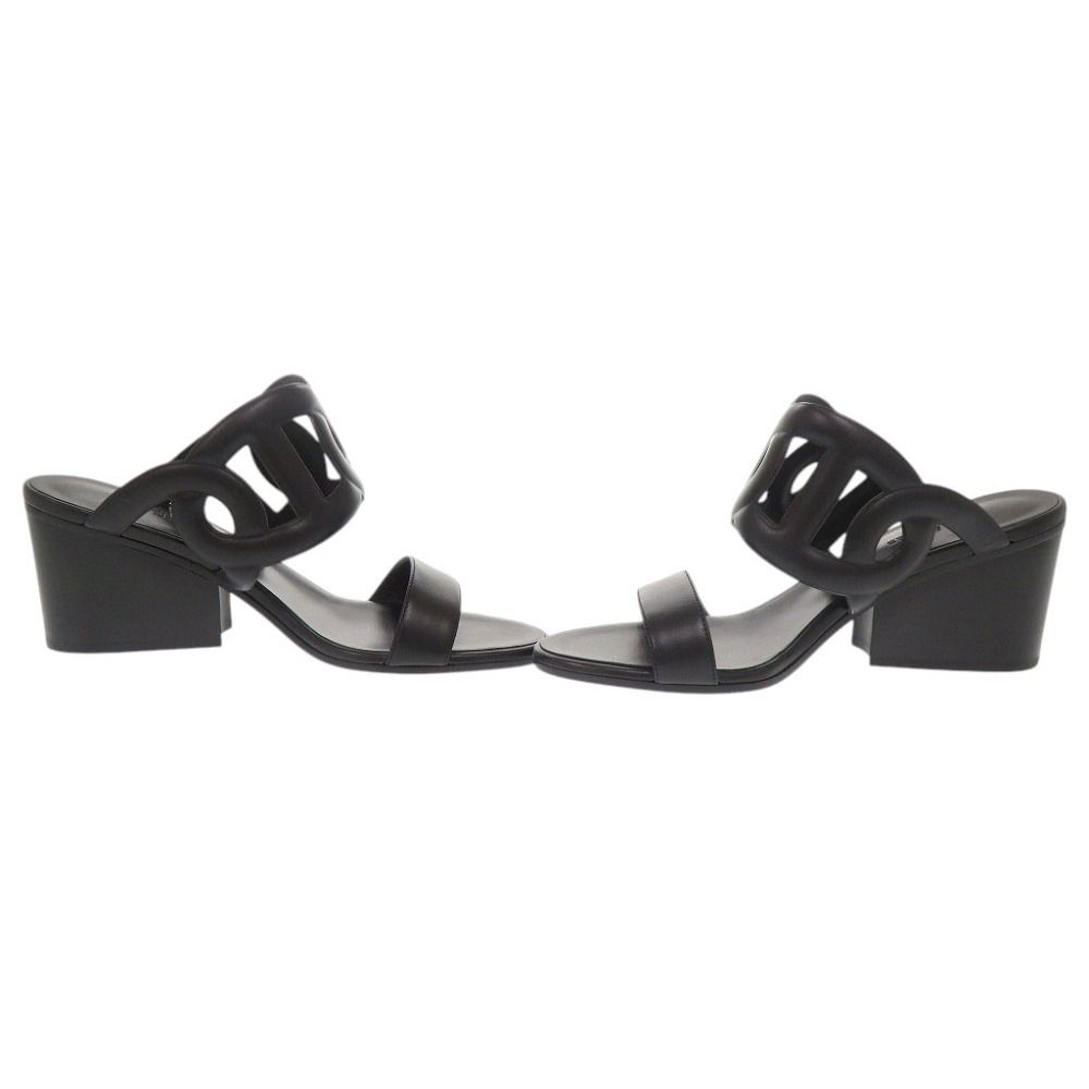 Hermes Lipari 70 Nappa Black Sandals 38.5 — view 6