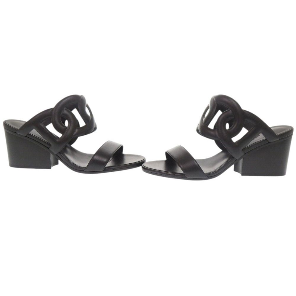 Hermes Lipari 70 Nappa Black Sandals 38.5 — view 7
