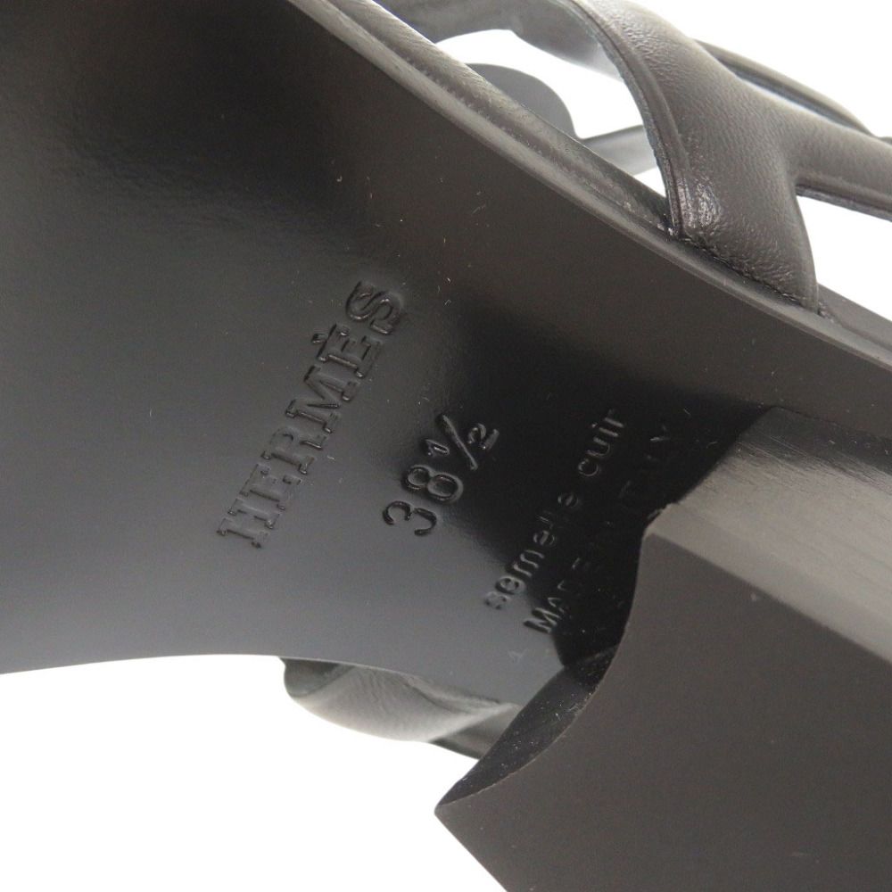 Hermes Lipari 70 Nappa Black Sandals 38.5 — view 8