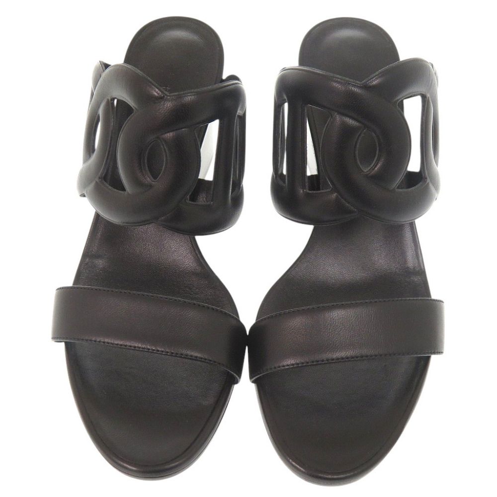Hermes Lipari 70 Nappa Black Sandals 38.5 — view 3