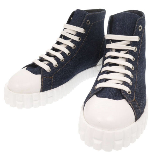 Hermes Climb Denim Rubber Indigo Blue High-Top Sneakers 40