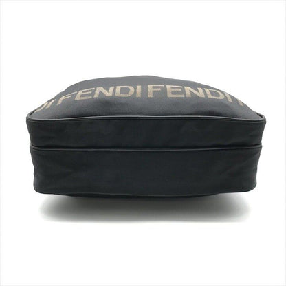 Fendi Nylon Shoulder Bag Black Logo Gold — view 4