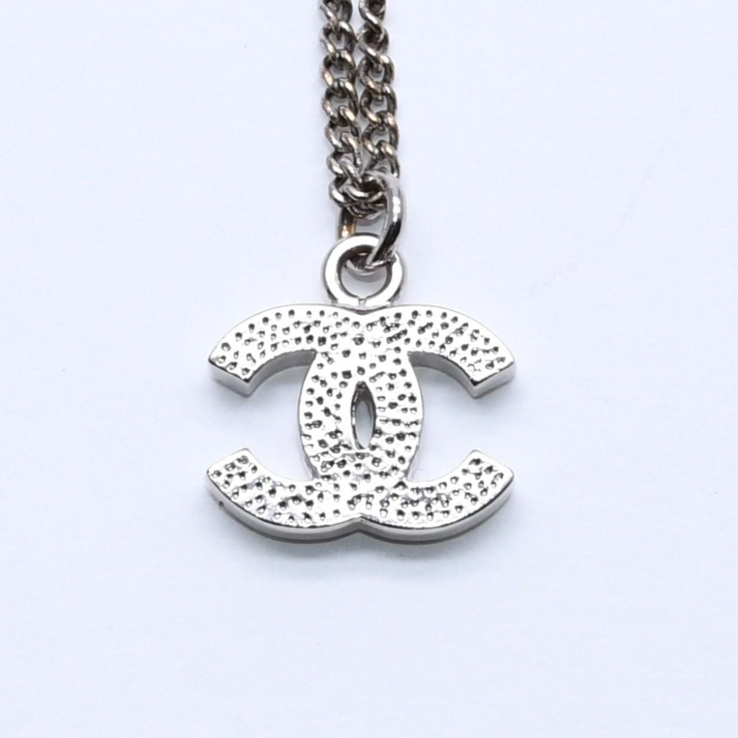 Chanel Necklace CC Logo Rhinestone Silver 11 — view 8