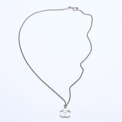 Chanel Necklace CC Logo Rhinestone Silver 11