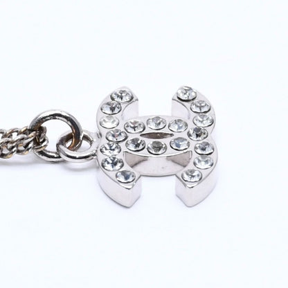 Chanel Necklace CC Logo Rhinestone Silver 11 — view 5