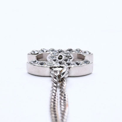 Chanel Necklace CC Logo Rhinestone Silver 11 — view 7