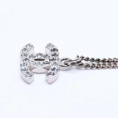 Chanel Necklace CC Logo Rhinestone Silver 11 — view 6