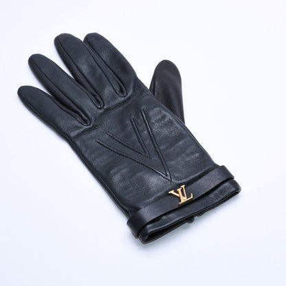 Louis Vuitton Gloves Black Lambskin Leather Gold — view 3
