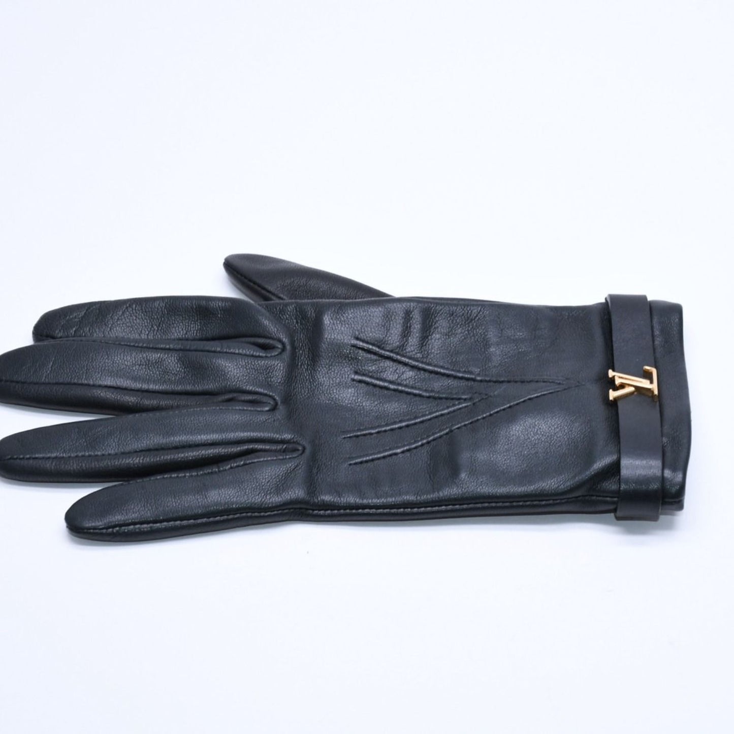 Louis Vuitton Gloves Black Lambskin Leather Gold — view 6