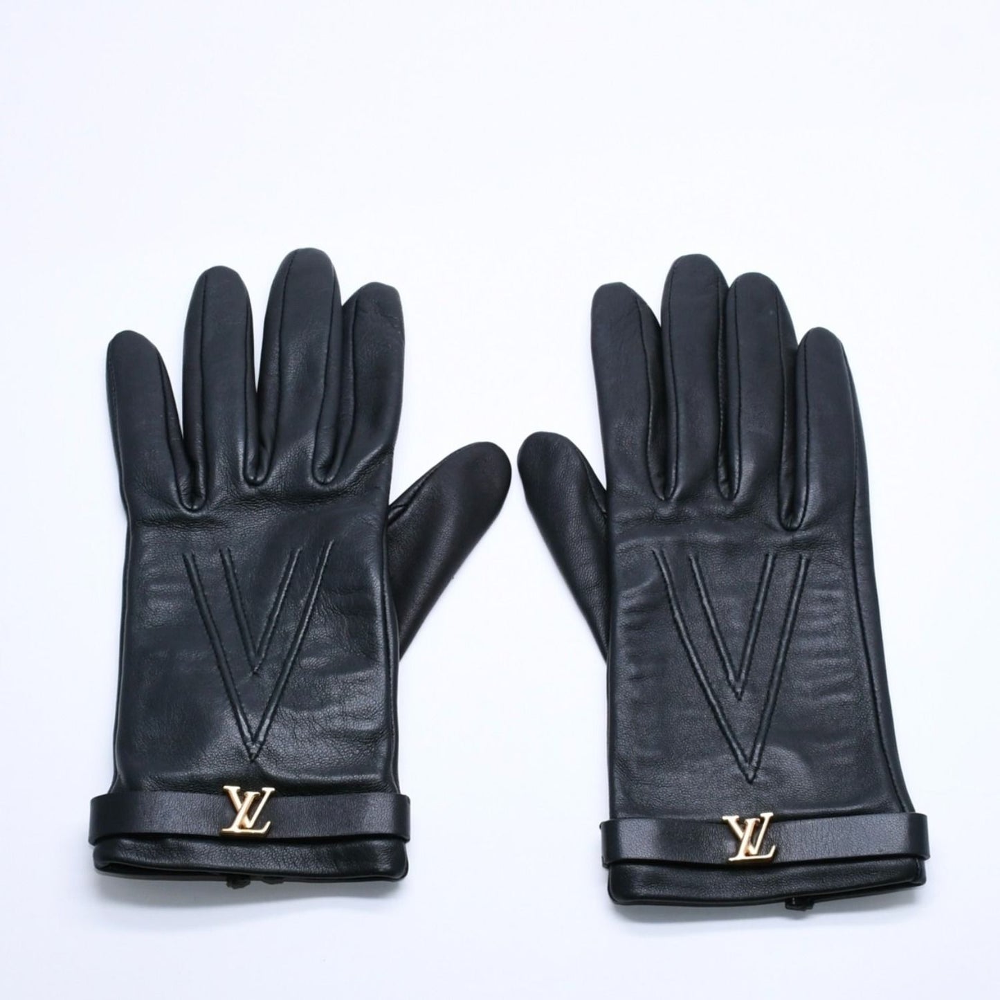 Louis Vuitton Gloves Black Lambskin Leather Gold — view 2