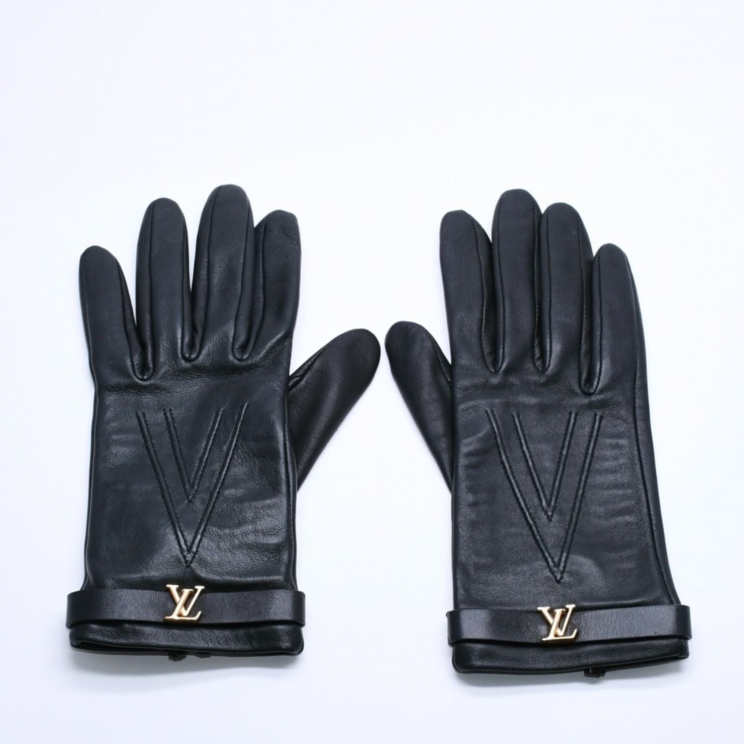 Louis Vuitton Gloves Black Lambskin Leather Gold — view 2
