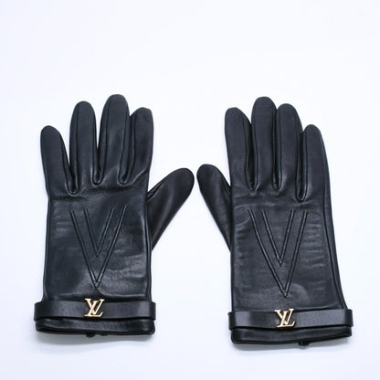 Louis Vuitton Gloves Black Lambskin Leather Gold — view 2
