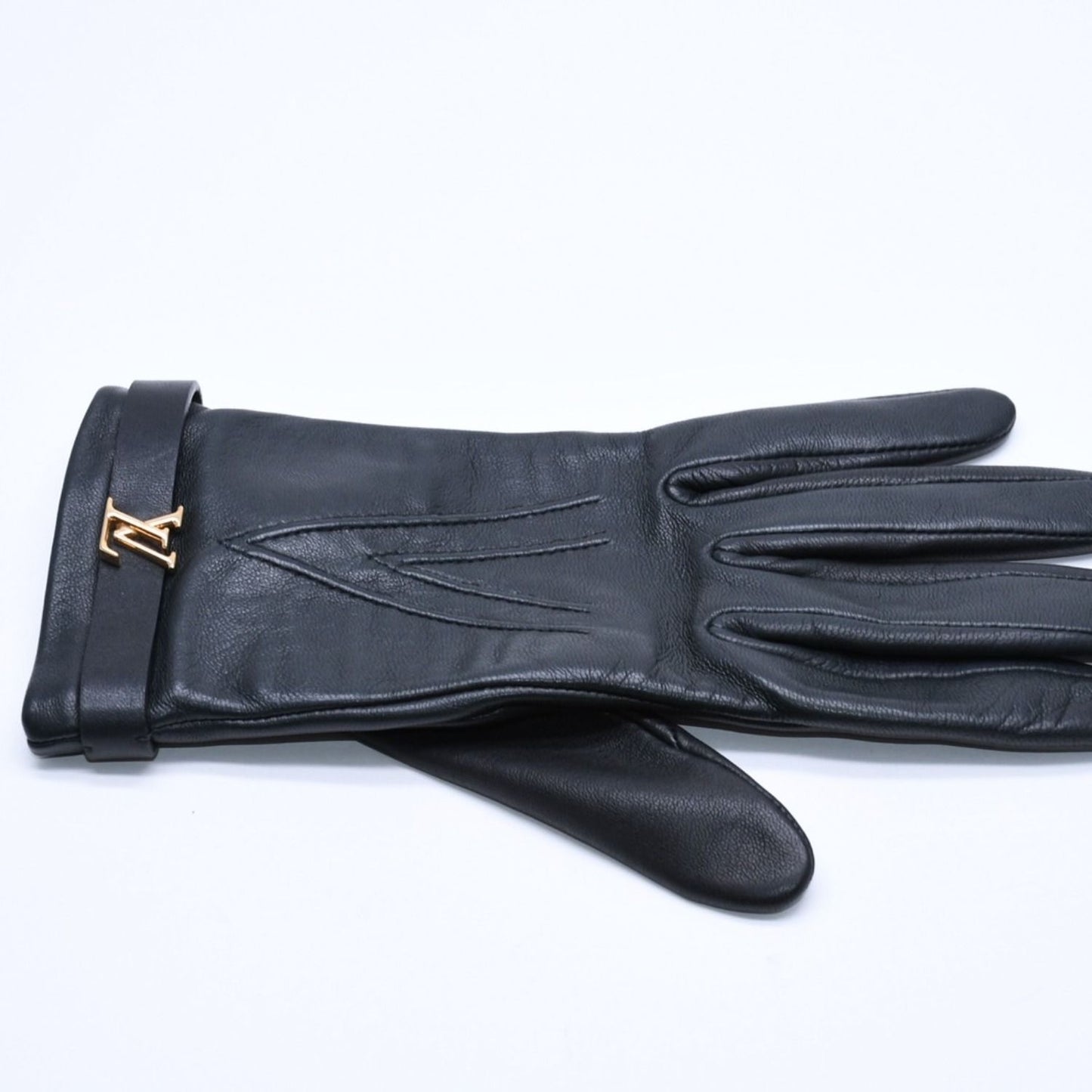 Louis Vuitton Gloves Black Lambskin Leather Gold — view 5