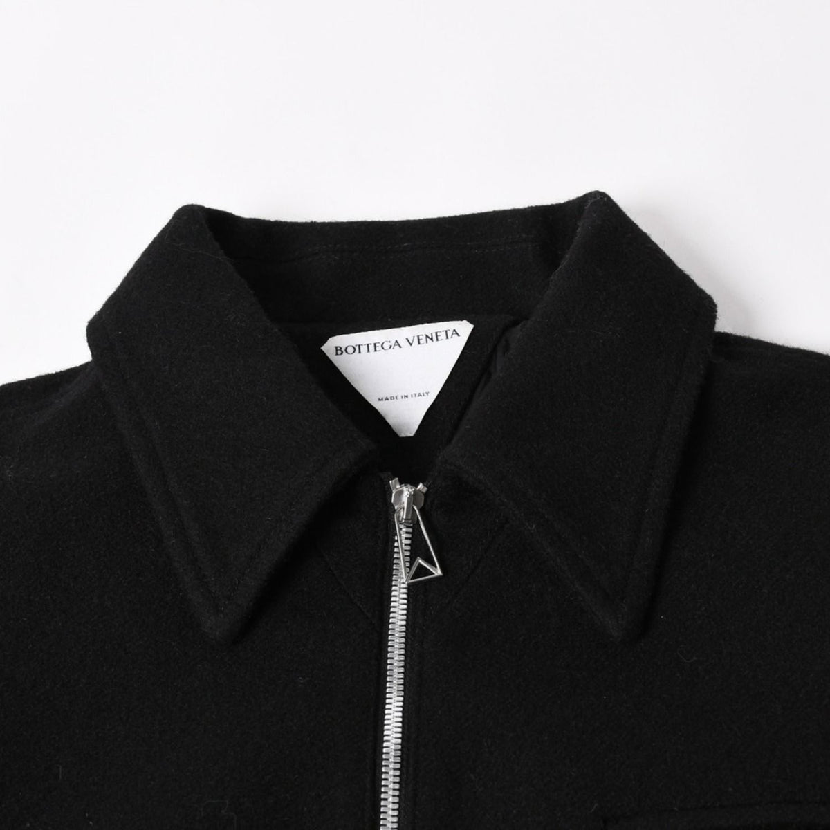 Bottega Veneta Wool Jacket Cropped Zip Up Black Silver — view 3