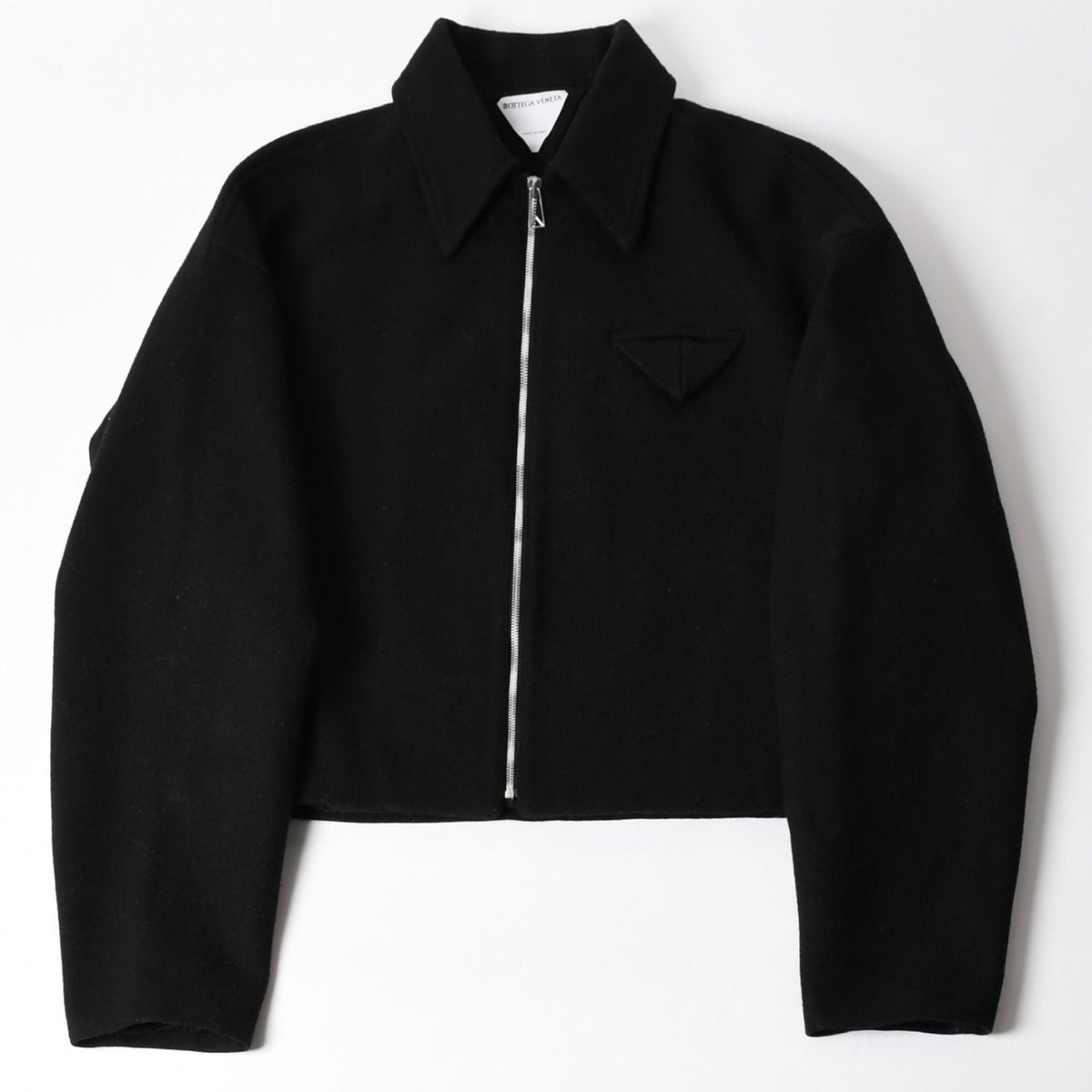 Bottega Veneta Wool Jacket Cropped Zip Up Black Silver