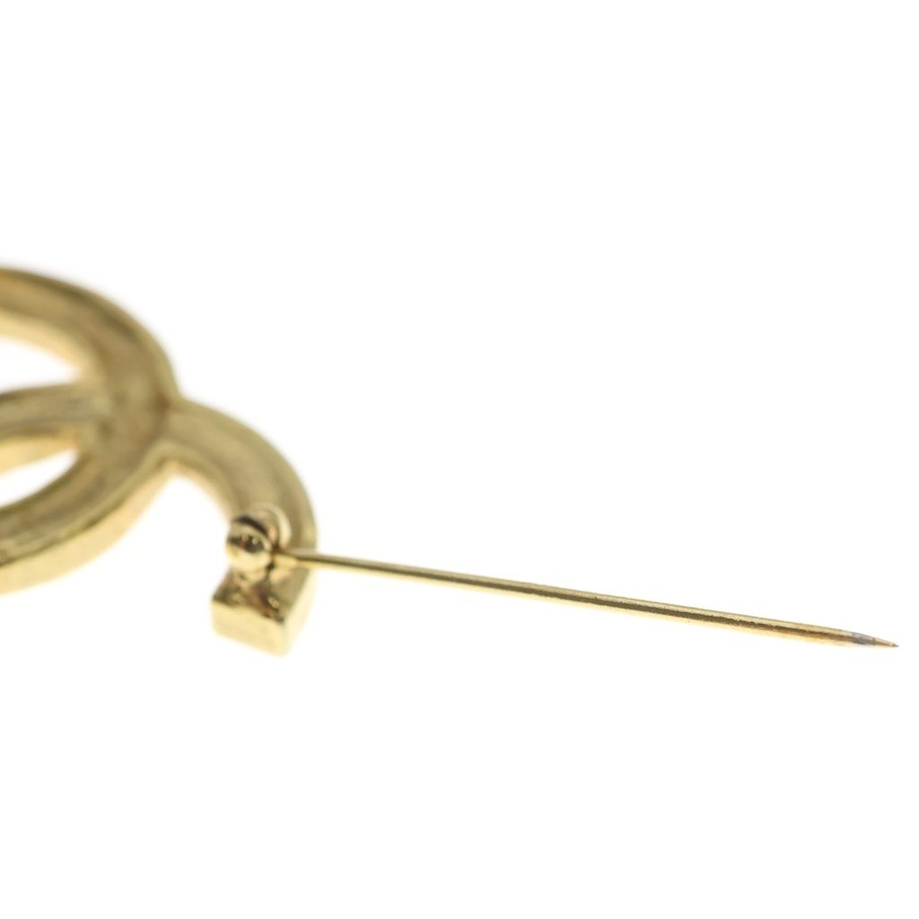 Chanel CC Logo Rhinestone Brooch Pin Badge Gold — view 5
