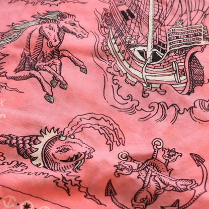 Hermes Carre Sailor Tattoo Large Silk Scarf Shawl Pink — view 4