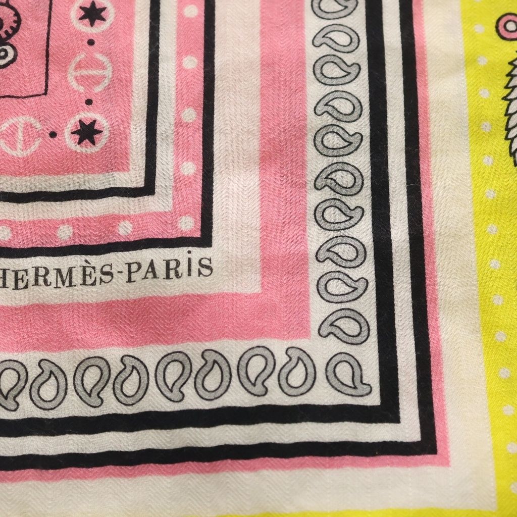 Hermes Carre Sailor Tattoo Large Silk Scarf Shawl Pink — view 2