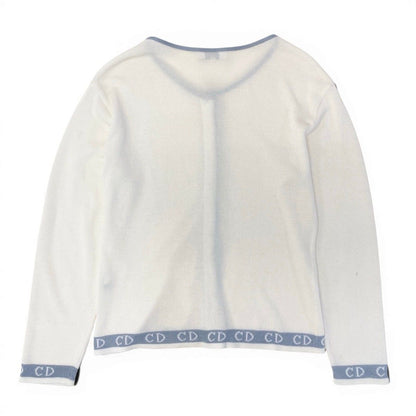 Dior Eg8 Long Sleeve Knit Cardigan CD Logo Bicolor L White — view 3