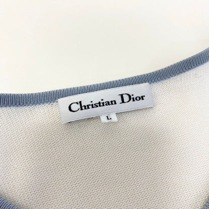 Dior Eg8 Long Sleeve Knit Cardigan CD Logo Bicolor L White — view 7