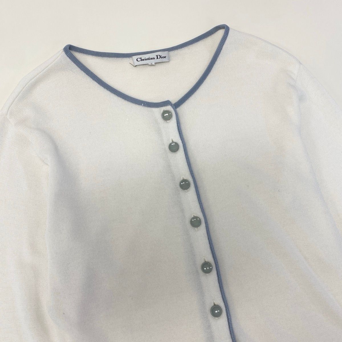 Dior Eg8 Long Sleeve Knit Cardigan CD Logo Bicolor L White — view 4