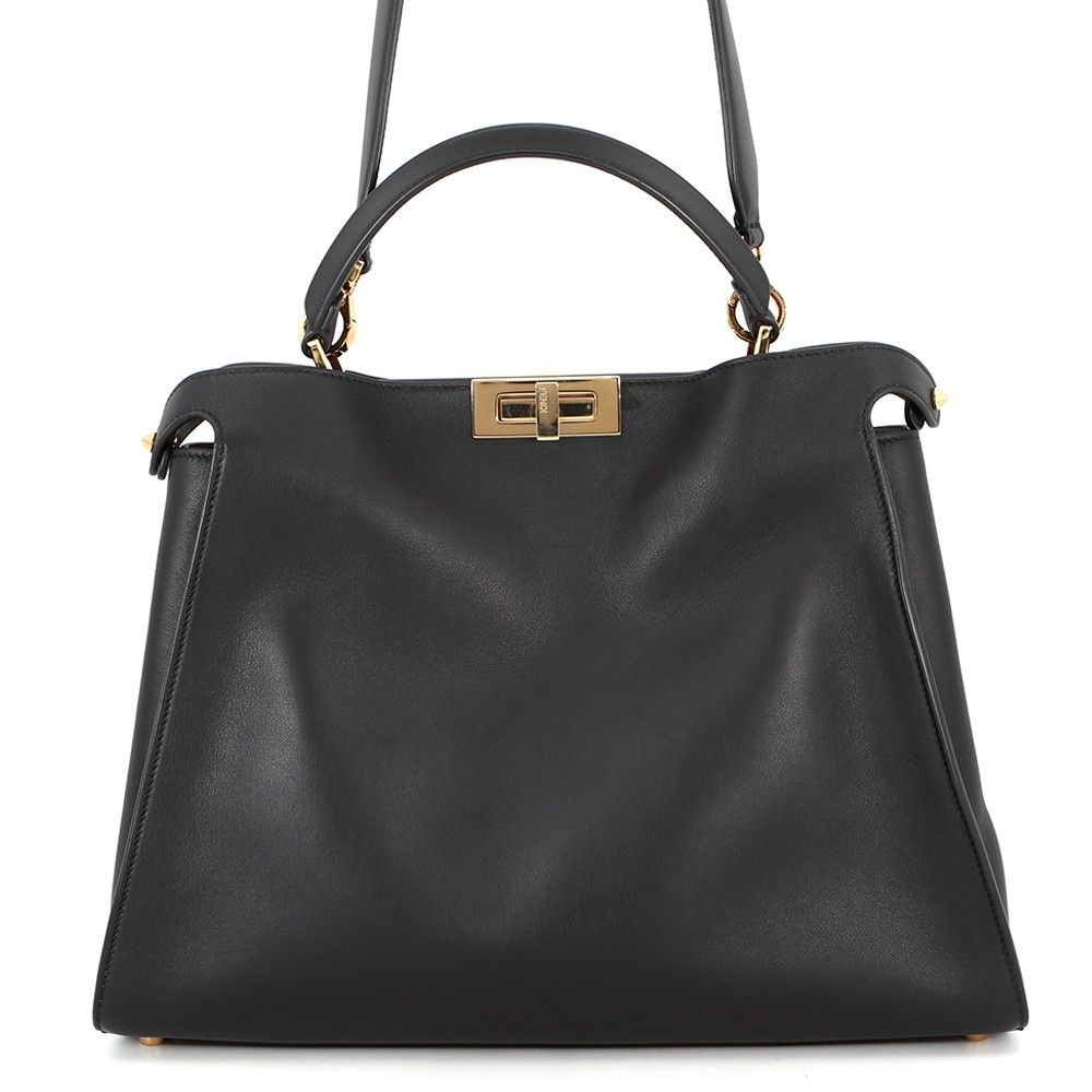 Fendi Peekaboo Essential Leather 2-Way Shoulder Bag Black