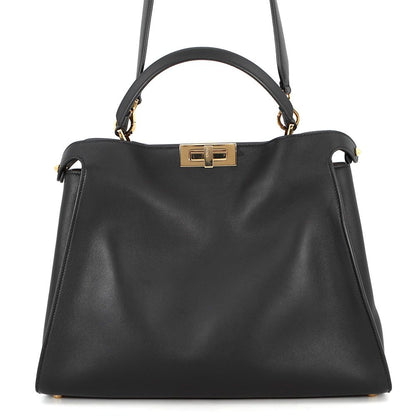 Fendi Peekaboo Essential Leather 2-Way Shoulder Bag Black