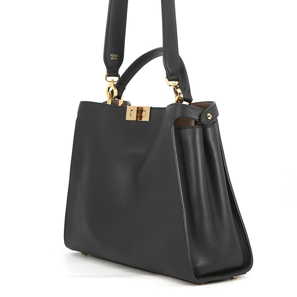 Fendi Peekaboo Essential Leather 2-Way Shoulder Bag Black — view 2