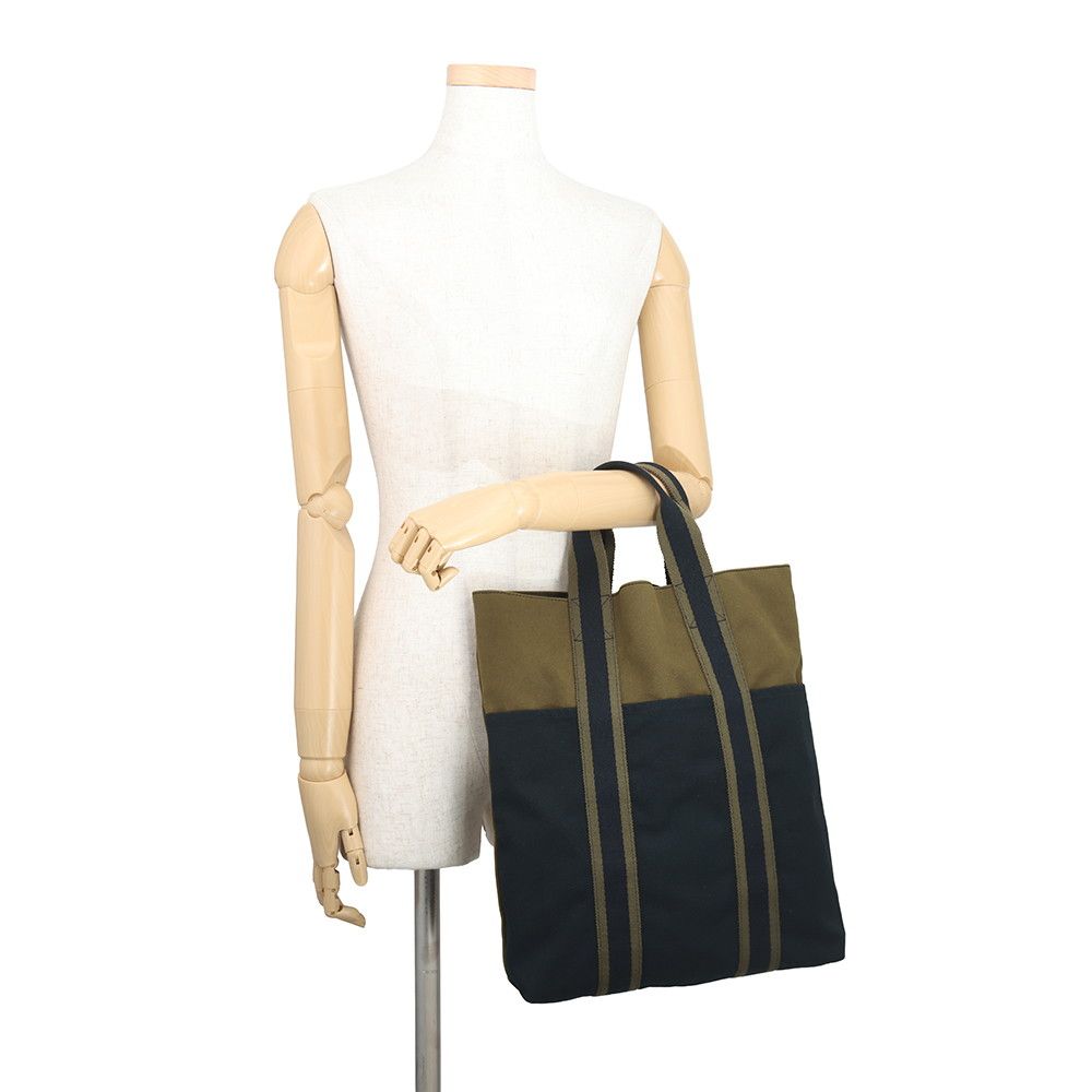 Hermes Tote Bag Fourre Tout Cabas Green Black Canvas — view 4