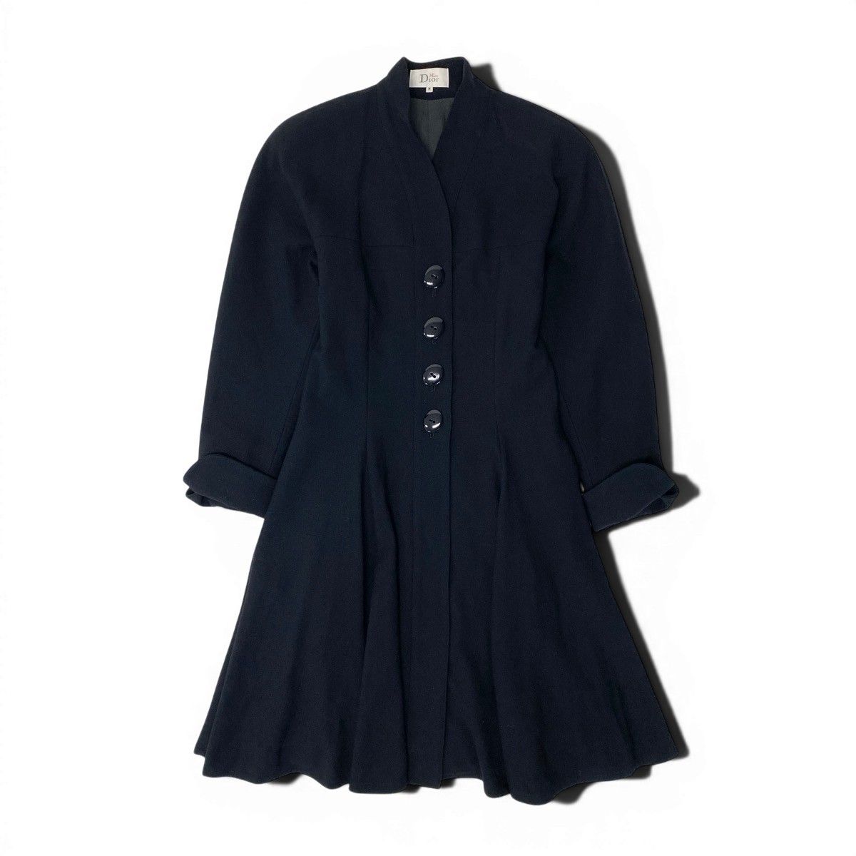 Dior Eg8 Miss a Line Flare Coat M Black Wool — view 2