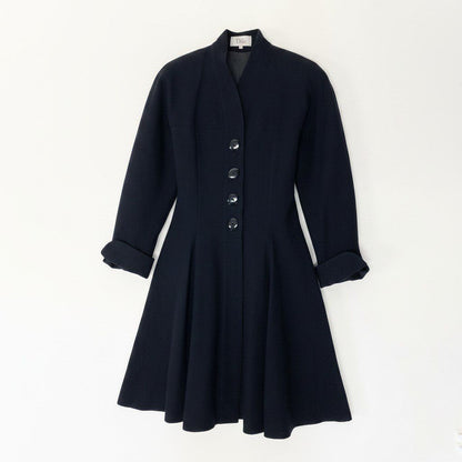 Dior Eg8 Miss a Line Flare Coat M Black Wool