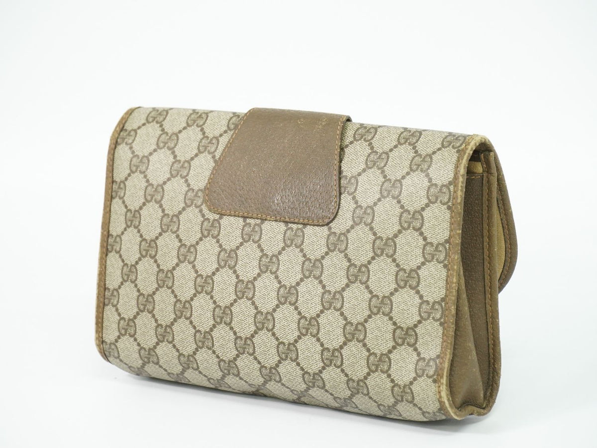Gucci Vintage Sherry Line GG Supreme Clutch Beige — view 2