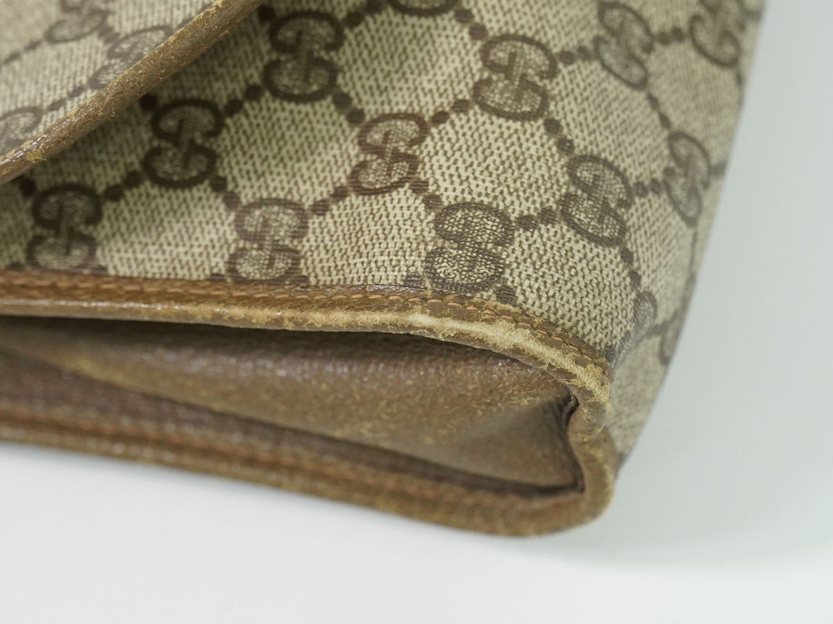 Gucci Vintage Sherry Line GG Supreme Clutch Beige — view 6