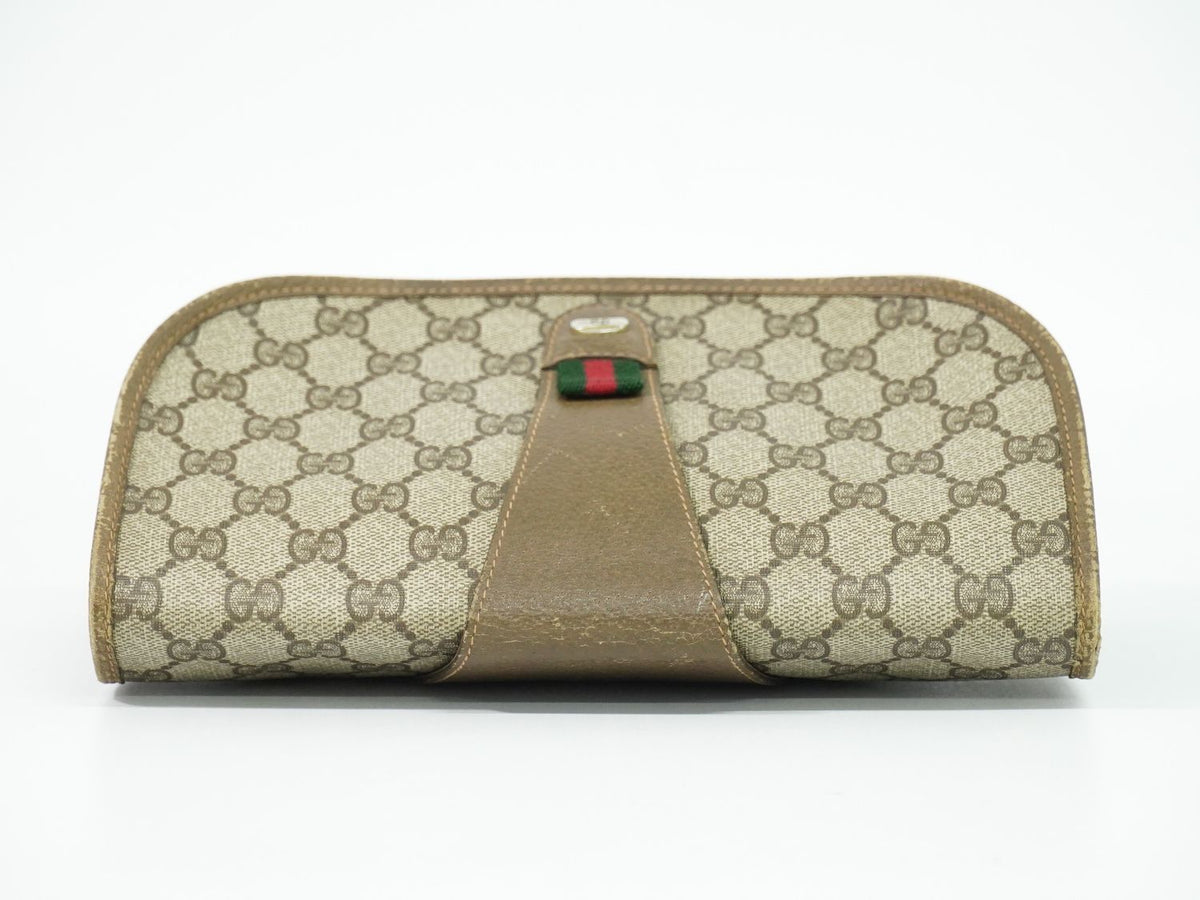 Gucci Vintage Sherry Line GG Supreme Clutch Beige — view 5