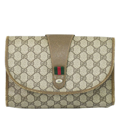 Gucci Vintage Sherry Line GG Supreme Clutch Beige