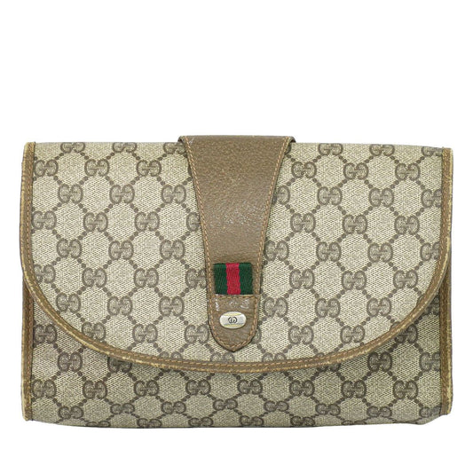 Gucci Vintage Sherry Line GG Supreme Clutch Beige